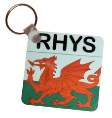 Personalised Welsh Flag Keyring|Cylch Allweddi Baner Cymru Personol