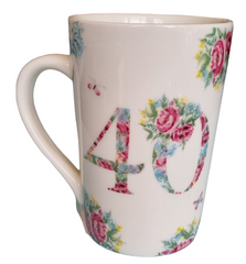 Floral 40th Birthday Mug|Mwg Penblwydd 40