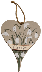 Croeso Floral Wooden Heart|Calon Croeso