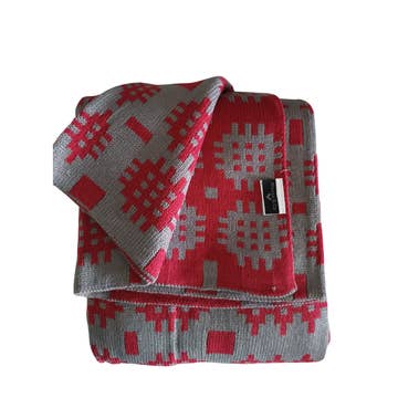 Welsh Tapestry Blanket Print Throw (Red)|Planced Patrwm Carthen Gymreig (Coch)