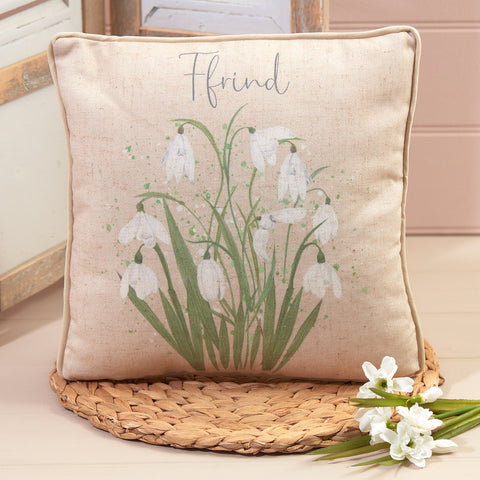 Friend Snowdrop Cushion| Clustog Ffrind