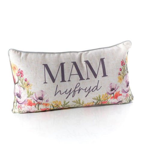 Floral Mam Hyfryd Cushion| Clustog Mam Hyfryd