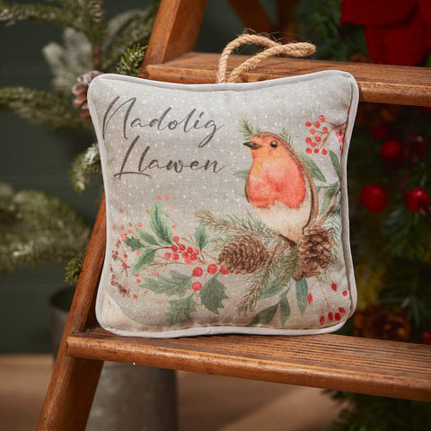 Hanging Robin Cushion|Addurn Nadolig Llawen