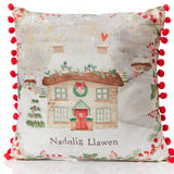 Clustog Nadolig Llawen Bwthyn / Nadolig Llawen Cottage Cushion 4XA244