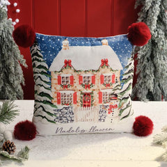 Nadolig Llawen Velour Cushion|Clustog Nadolig Llawen