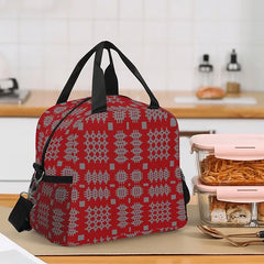 Red Welsh Tapestry Design Lunch bag |Bag Bwyd Carthen Coch