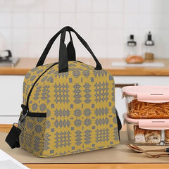 Mustard Welsh Tapestry Design Lunch bag |Bag Bwyd Carthen Mwstard