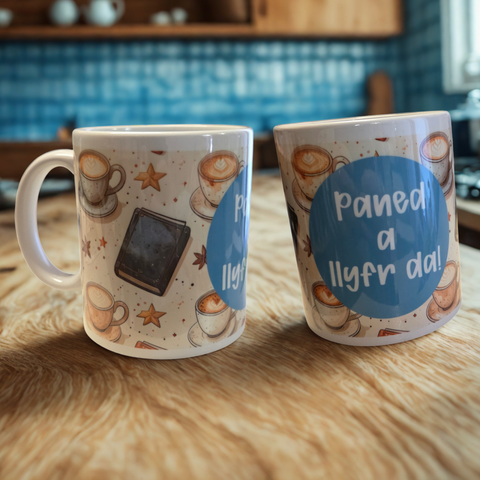 Paned a Llyfr Da Mug|Mwg Paned a Llyfr Da
