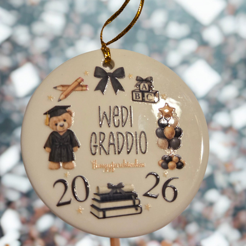 Wedi Graddio Hanging Decoration (Black)| Addurn Wedi Graddio (Du)