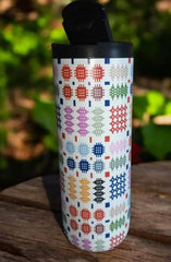 Coffee Tumbler Multi Coloured Tapestry Design|Fflasg Coffi Carthen