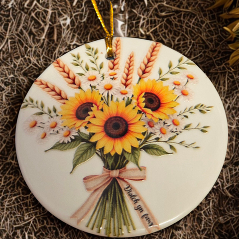 Diolch yn Fawr Hanging Decoration (Sunflowers)| Addurn Diolch yn Fawr Iawn
