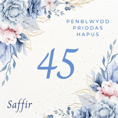 Penblwydd Priodas Hapus 45 Saffir