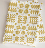 Mustard Waffle Tapestry Design Cotton Tea Towel|Llian Sychu Llestri Mwstard