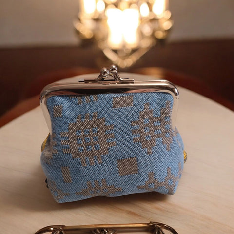 Blue Vintage Style Coin Purse |Pwrs Patrwm Carthen (Glas)