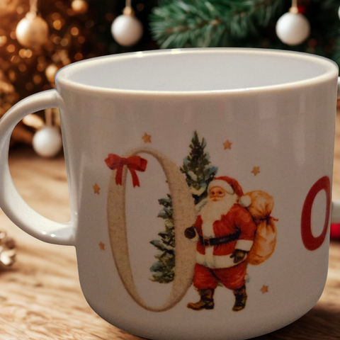 Small Personalised Christmas Mug (Santa )|Mwg Bach Personol Nadolig (Siôn Corn)