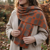 Orange Welsh Tapestry Design Scarf|Sgarff Cynllun Carthen Oren