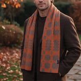 Orange Welsh Tapestry Design Scarf|Sgarff Cynllun Carthen Oren