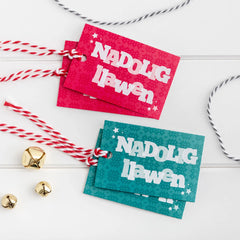 2 Nadolig Llawen Gift Tags (Red&Green)|Pecyn 2 tag Nadolig Llawen (Coch&Gwyrdd)