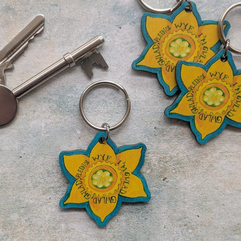 Gwlad Gwlad Daffodil Keyring|Cylch Allweddi Gwlad Gwlad