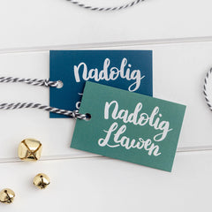 2 Nadolig Llawen Gift Tags (Blue&Green)|Pecyn 2 tag Nadolig Llawen (Glas&Gwyrdd)