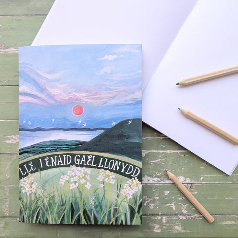 Lle i Enaid Gael Llonydd A5 Blank Notebook|Llyfr Nodiadau A5 Lle i Enaid Gael Llonydd