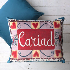 Cariad Velvet Filled Cushion|Clustog Melfed Cariad