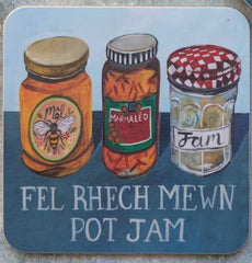 Fel Rhech Mewn Pot Jam Coaster|Mat Diod Fel Rhech Mewn Pot Jam