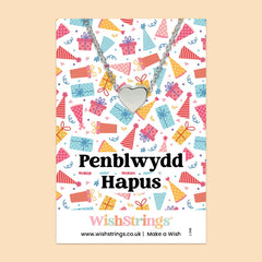 Penblwydd Hapus Heart Necklace|Cadwyn Calon Penblwydd Hapus