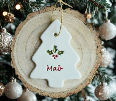 Mab - Handmade Ceramic Tree Decoration | Mab - Addurn Coeden Nadolig