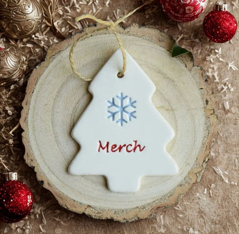 Merch - Handmade Ceramic Tree Decoration | Merch - Addurn Coeden Nadolig