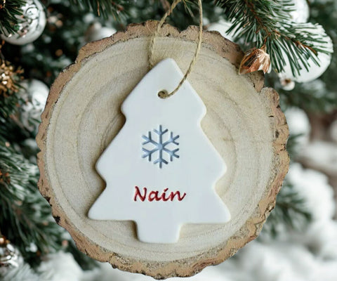 Nain - Handmade Ceramic Tree Decoration | Nain - Addurn Coeden Nadolig