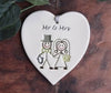 Mr & Mrs - Handmade Ceramic Heart| Addurn Calon Mr & Mrs