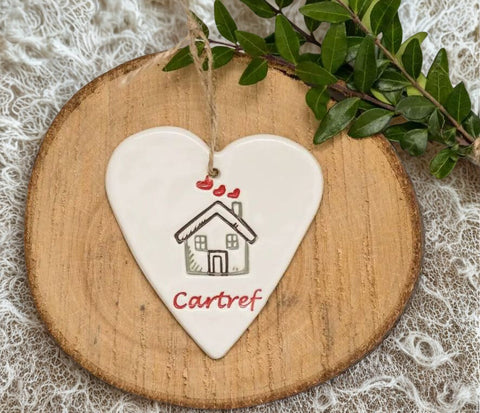 Cartref - Handmade Ceramic Heart| Addurn Calon Cartref