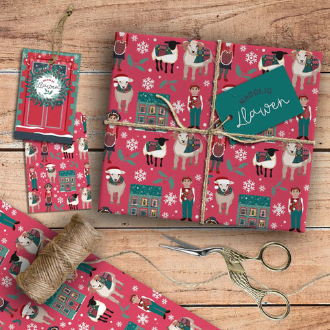 Christmas in Wales Wrapping Paper | Papur Lapio Nadolig