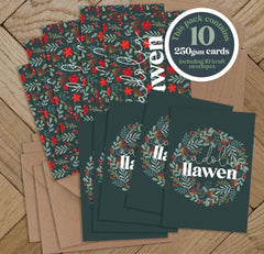 Nadolig Llawen Foliage Mini Card (Pack)|Pecyn o gardiau Nadolig Llawen