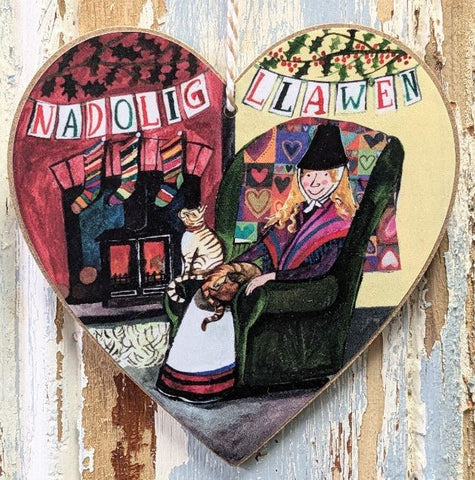 Nadolig Llawen Heart Decoration|Addurn Calon Nadolig Llawen