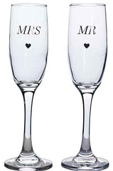 Mr & Mrs Champagne Flutes|Set Gwydrau Mr & Mrs