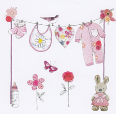 Pink Baby Tiny Blank Card|Cerdyn Bach - Babi Pinc