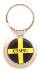 Saint David Cymru Round Metal Keyring|Cylch Allweddi Dewi Sant Cymru