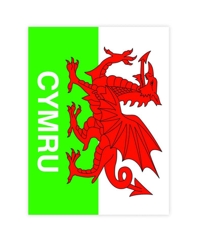 Cymru Dragon Medium Oblong Sticker|Sticer Baner Cymru