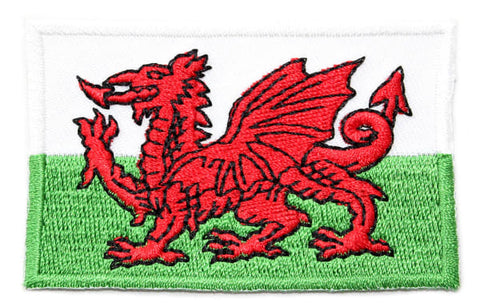 Welsh Dragon Flag Embroidery Patch |Bathodyn Hirsgwar Baner Cymru