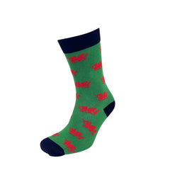 Welsh Dragon Bamboo Ankle Socks(Green)|Sanau Bambŵ Draig Goch