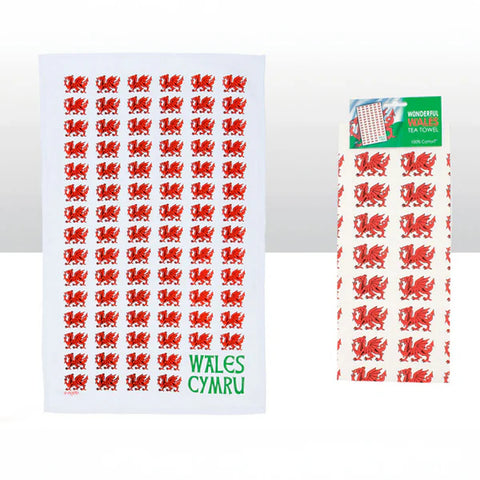 Wales Multi Dragon Tea Towel|Llian Baner Draig Goch