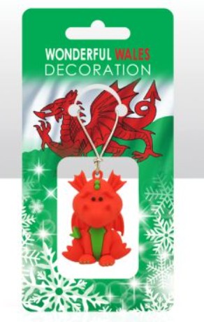 Welsh Dragon Xmas Hanging Decoration|Addurn Nadolig Draig Goch