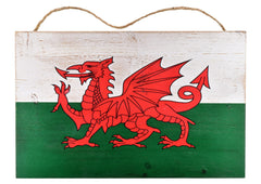 Wales Flag Wooden Hanging Sign|Arwydd Pren Baner Cymru