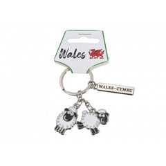 Wales Sheep Charm Metal Keyring|Cylch Allweddi Defaid