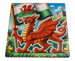 Wales Traditional Dragon Flag Coaster|Mat Diod Draig Traddodiadol Cymru