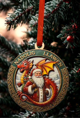 Nadolig Llawen Wooden Decoration (Santa)|Addurn Pren Nadolig Llawen (Siôn Corn)