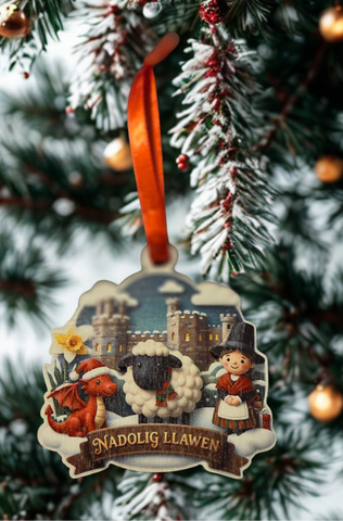 Nadolig Llawen Wooden Decoration|Addurn Pren Nadolig Llawen