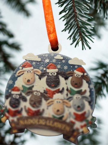 Nadolig Llawen Wooden Decoration (Sheep)|Addurn Pren Nadolig Llawen (Defaid)